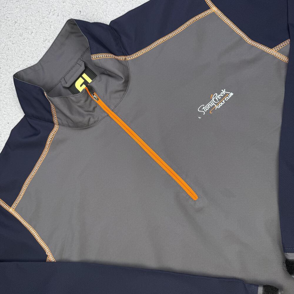 FootJoy Golf Pullover Mens Large Gray Navy 1/4 Zip Stony Creek Golf Club Layer